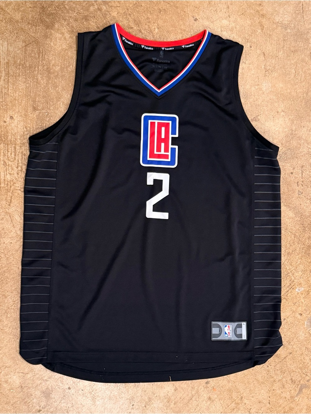 NBA FANATICS BLACK LA CLIPPERS JERSEY KAWHI LEONARD # 2 SIZE XL